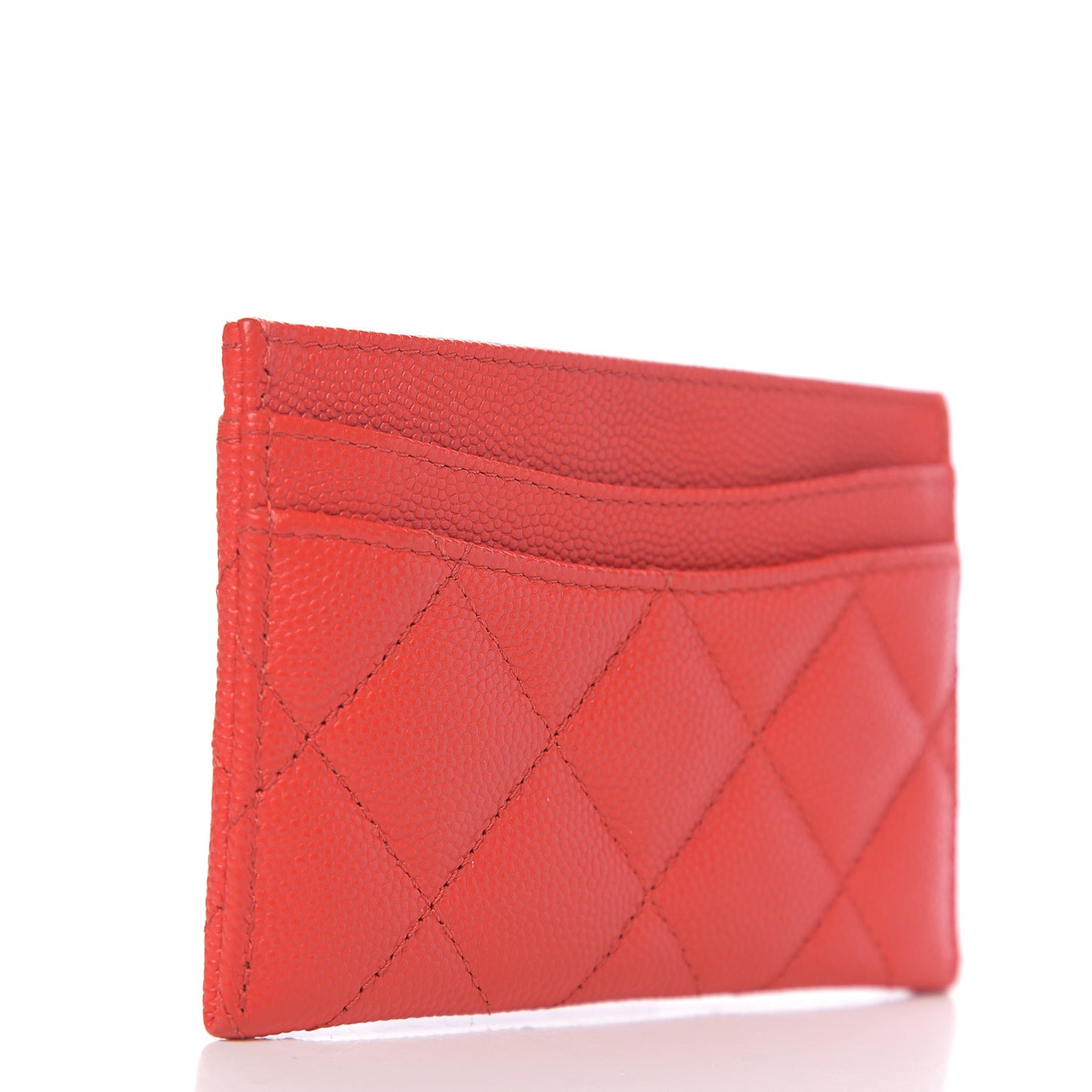 Caviar Quilted Card Holder Red