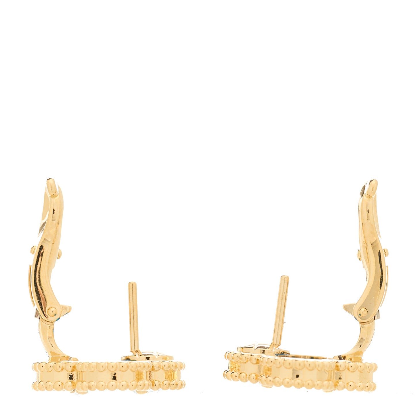 18K Yellow Gold Blue Agate Vintage Alhambra Earrings