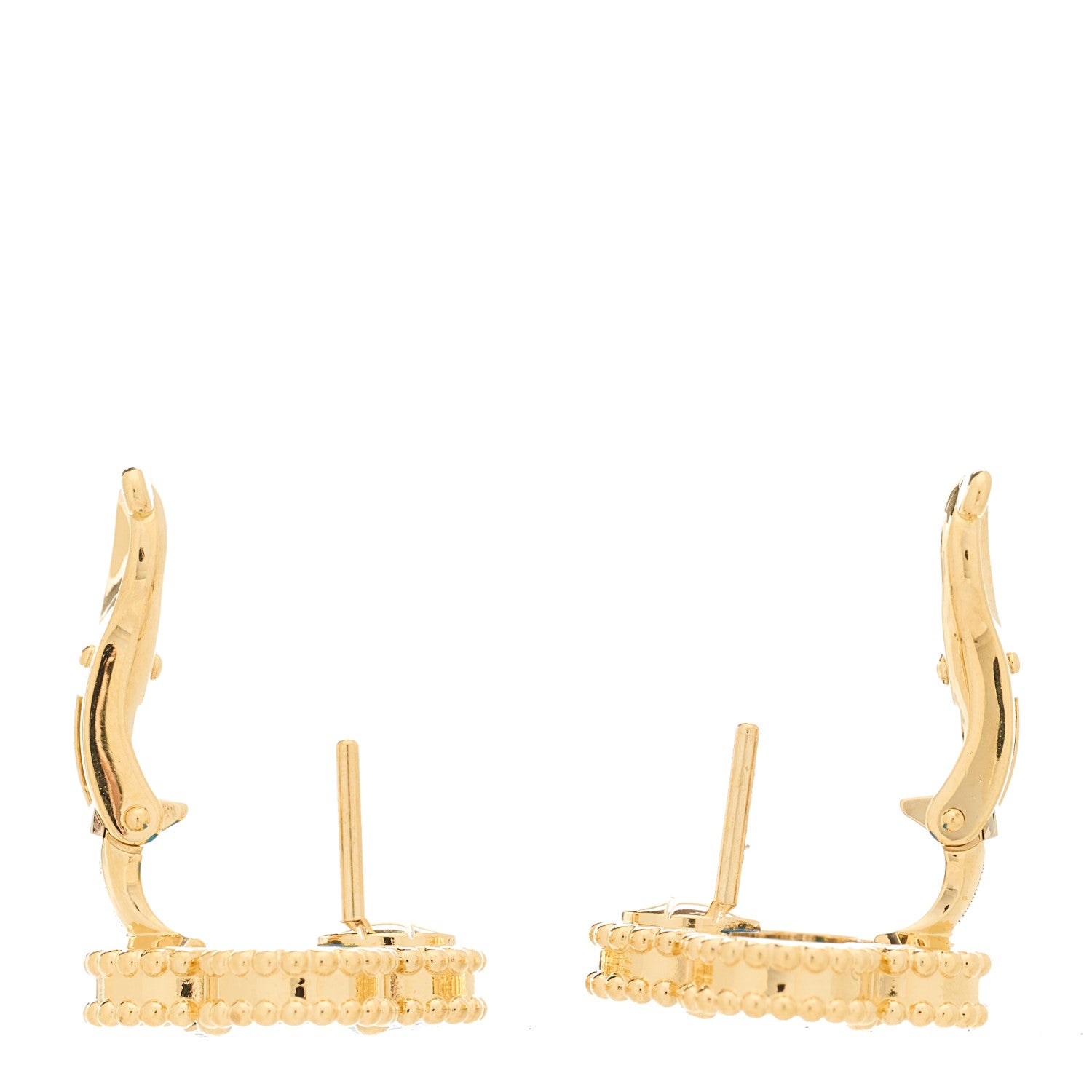 Van Cleef & Arpels 18K Yellow Gold Blue Agate Vintage Alhambra Earrings 3 of 5