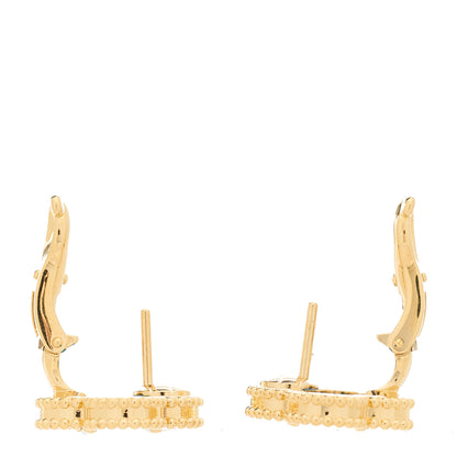 Van Cleef & Arpels 18K Yellow Gold Blue Agate Vintage Alhambra Earrings 3 of 5