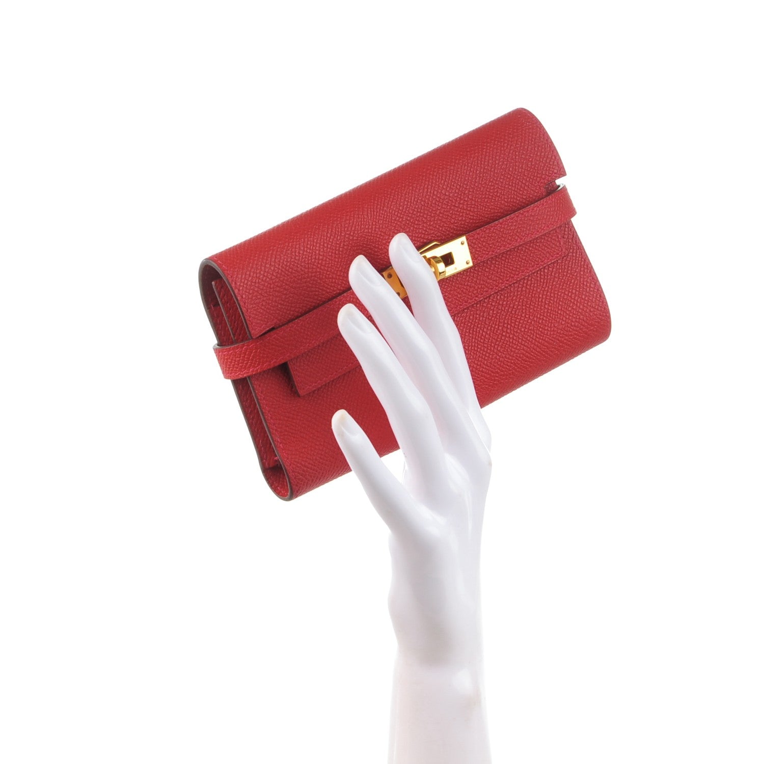 Hermes Epsom Kelly Medium Wallet Rouge Casaque 2 of 16