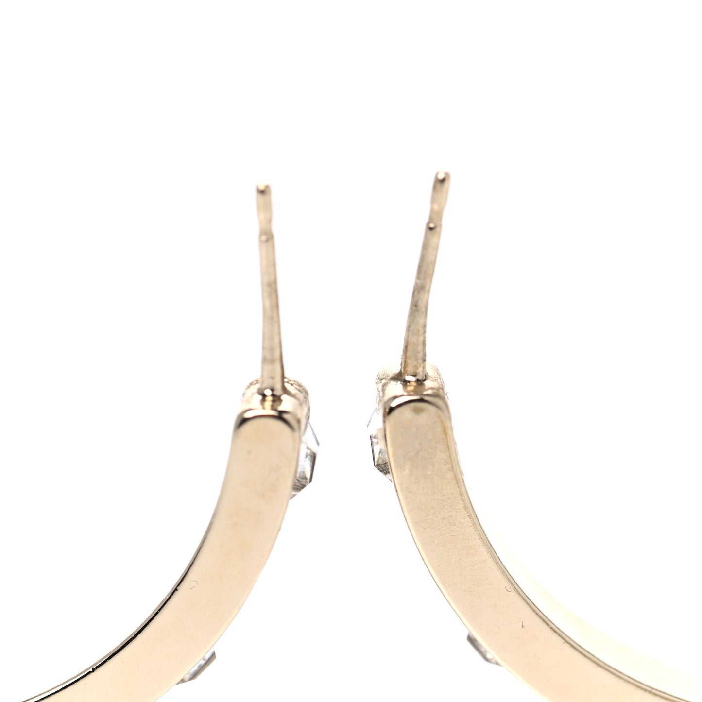 Metal Baguette Crystal Logo CC Hoop Earrings Gold