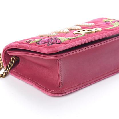 Gucci Velvet Matelasse Love Embroidered GG Marmont Mini Bag Light Raspberry Rose 7 of 9