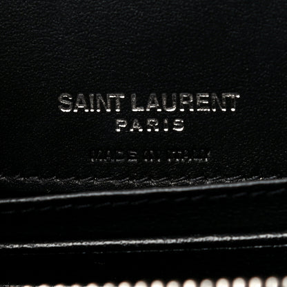 Saint Laurent Calfskin Crocodile Embossed Monogram Kate Belt Bag Black 7 of 20
