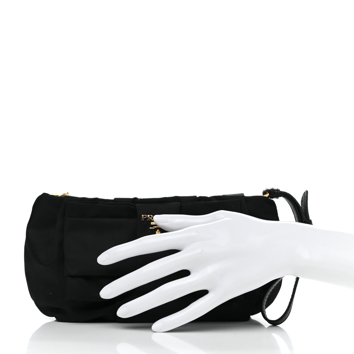 Prada Tessuto Nylon Bow Wristlet Black 2 of 10