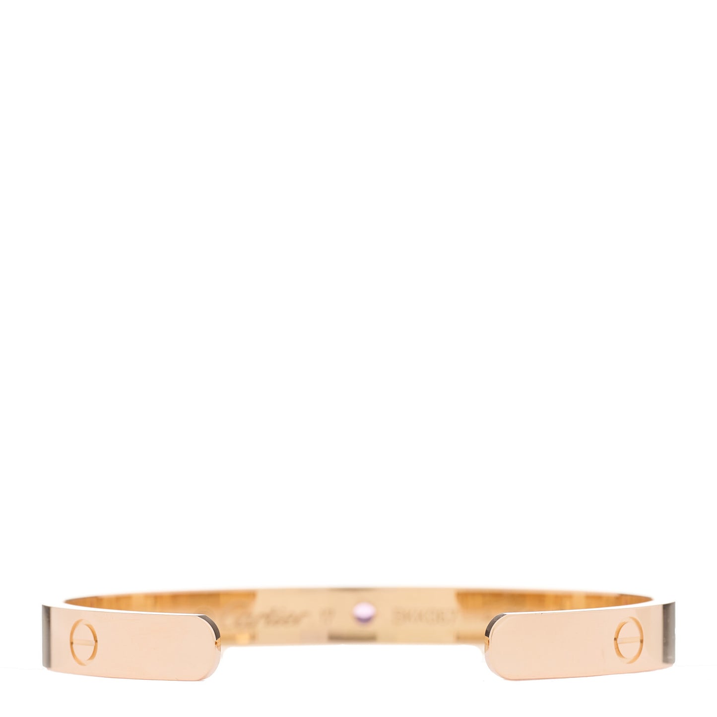 18K Pink Gold Pink Sapphire LOVE Cuff Bracelet 17