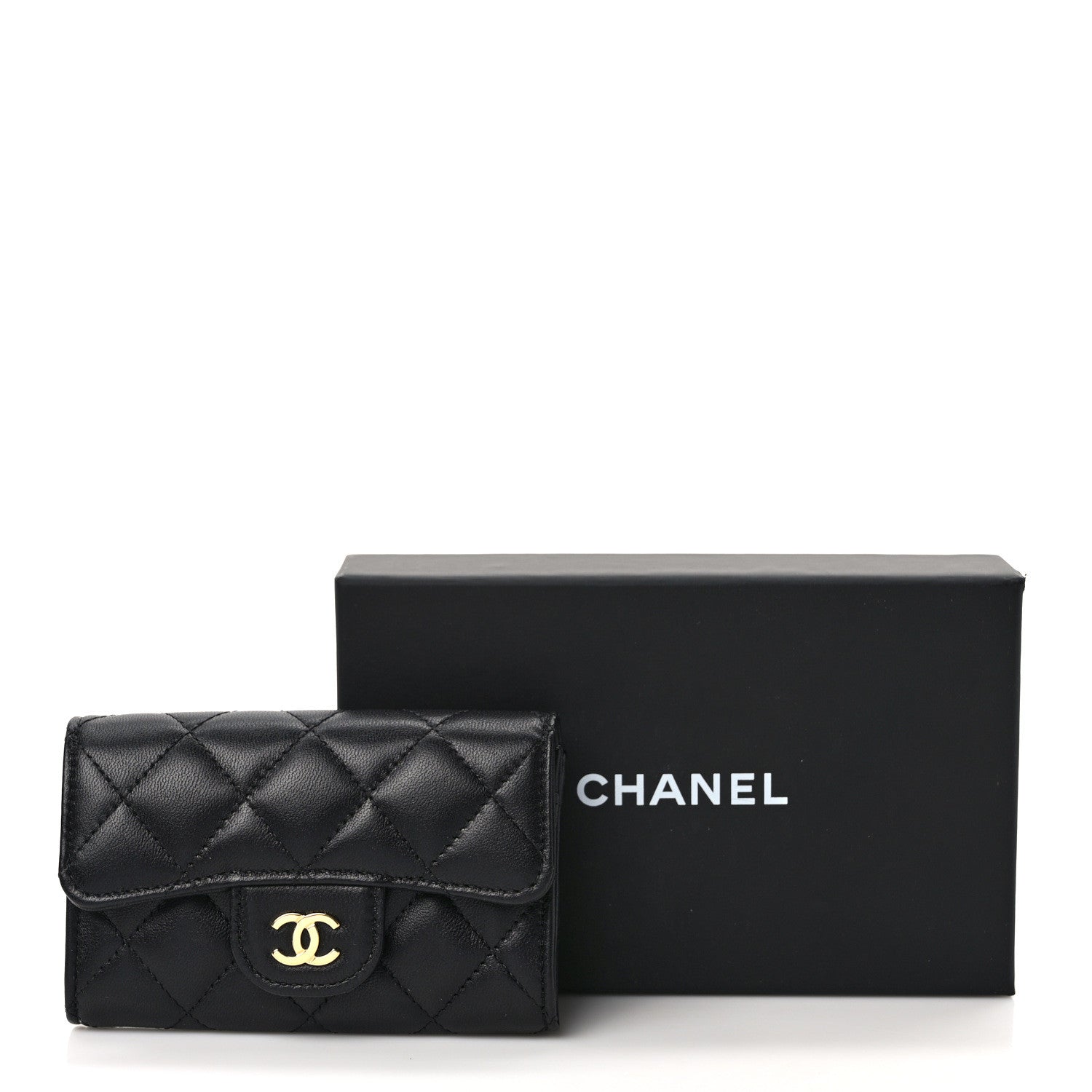 Chanel Lambskin Quilted Flap Card Holder Wallet Black 8 of 8