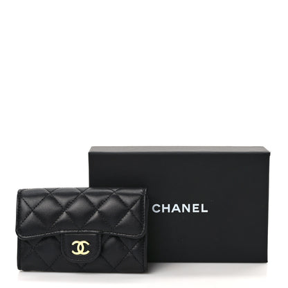 Chanel Lambskin Quilted Flap Card Holder Wallet Black 8 of 8