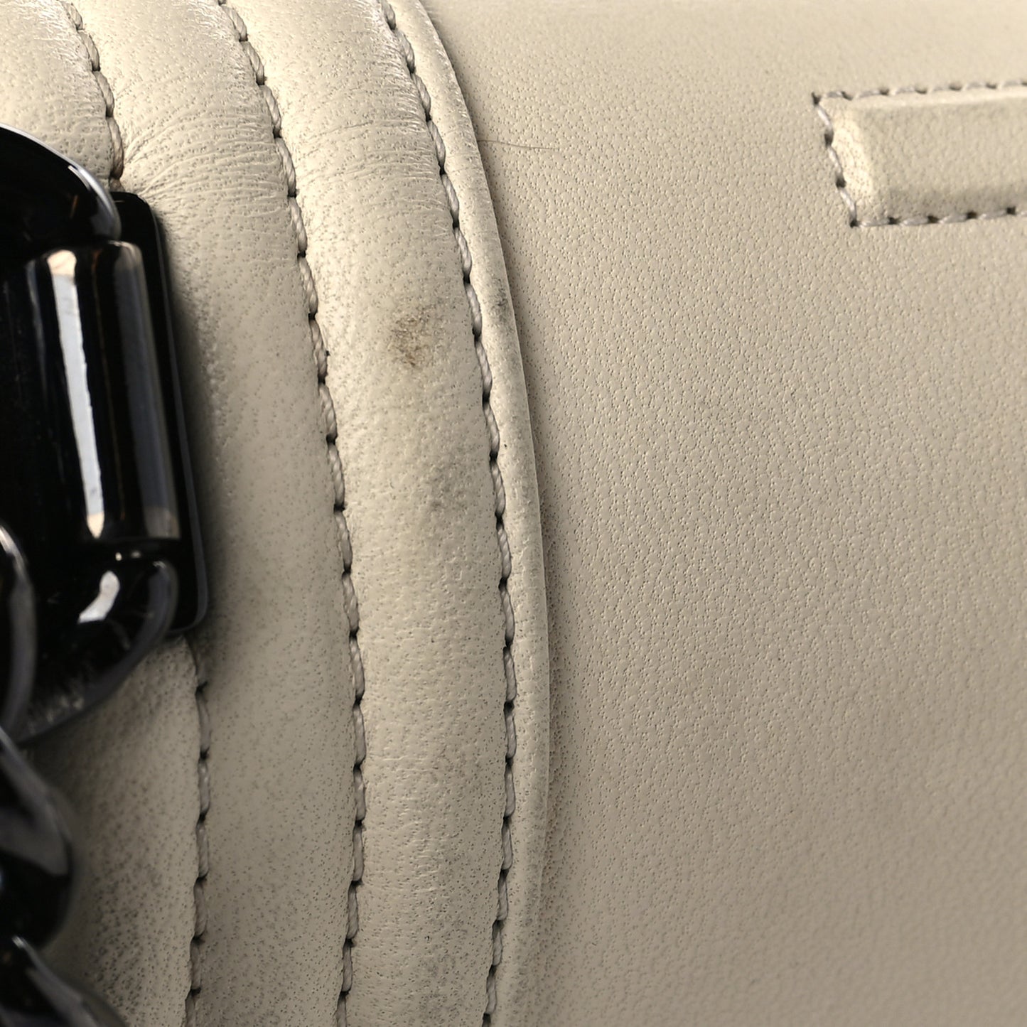 Glazed Calfskin Geometric Medium Boy Flap White Black