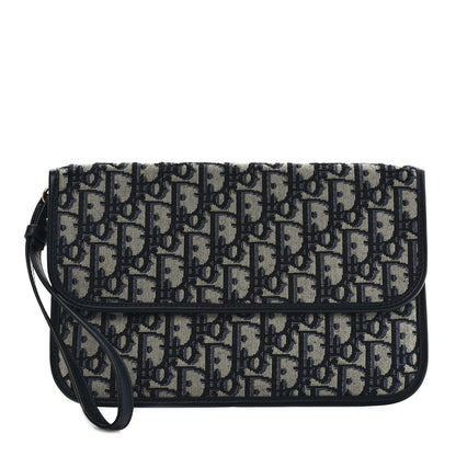 Christian Dior Oblique Flap Pouch Clutch Blue 1 of 6
