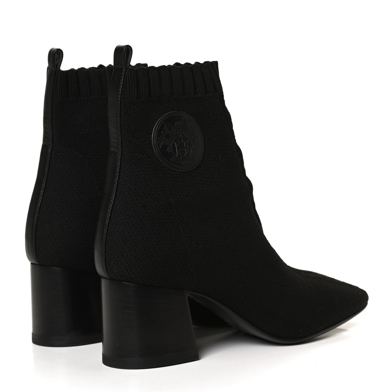 Hermes Knit Calfskin Volver Ankle Boots 36 Black 4 of 11