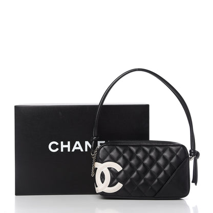 Chanel Calfskin Quilted Cambon Pochette Black White 11 of 11