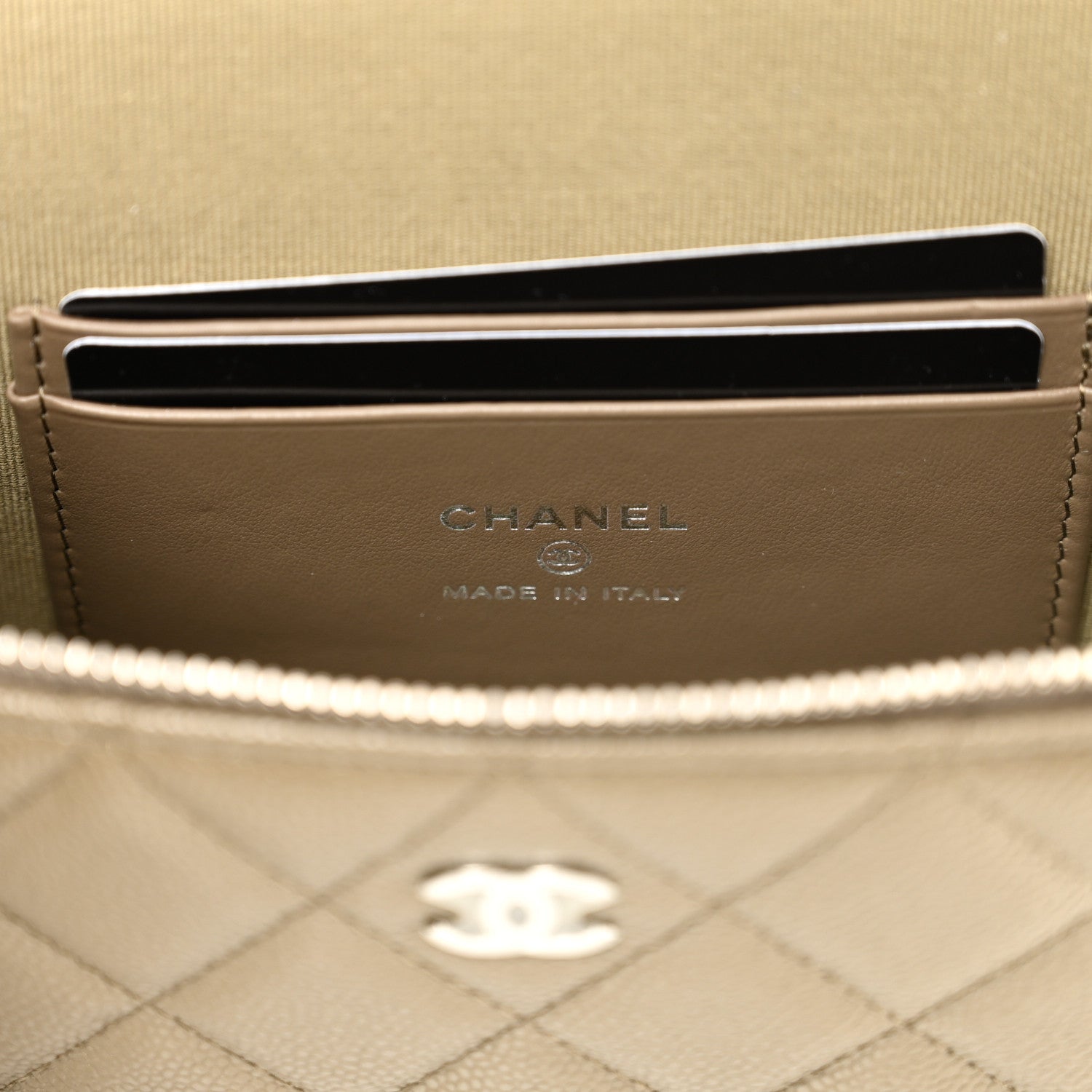 Chanel Caviar Quilted Top Handle Slim Vanity With Chain Dark Khaki 7 of 11