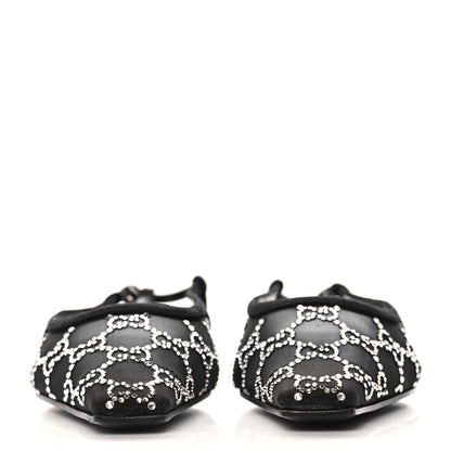 Gucci Tela Retino Kid Scamosciato Crystal GG Monogram Square Demi Ballet Flats 37.5 Black 3 of 9