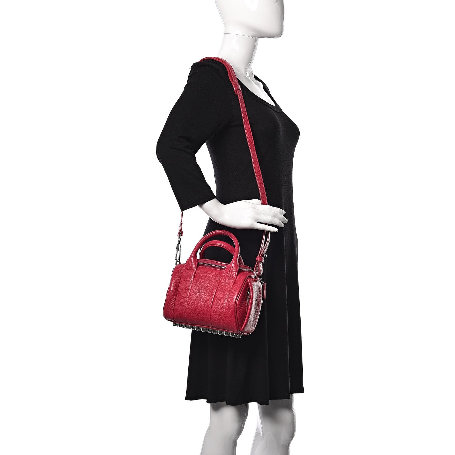 Alexander Wang Pebbled Lambskin Mini Rockie Red Rhodium Hardware 2 of 17