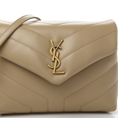 Saint Laurent Calfskin Y Quilted Monogram Toy Loulou Crossbody Bag Dark Beige 10 of 11
