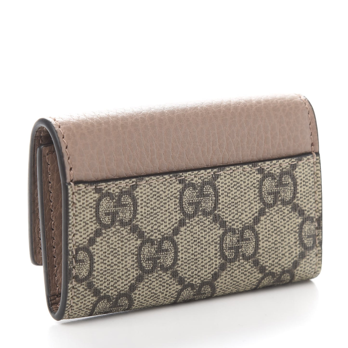 Dollar Calfskin GG Supreme Monogram GG Marmont 6 Key Holder Case Porcelain Rose Beige Ebony