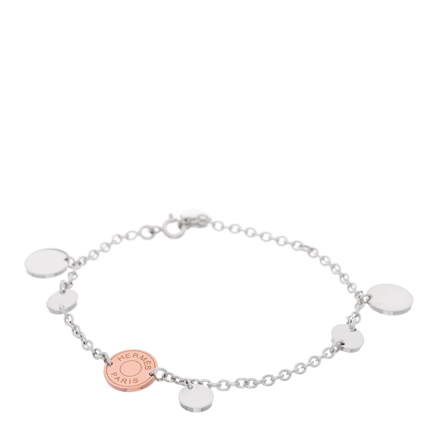 Hermes Sterling Silver 18K Rose Gold Confettis Bracelet ST 1 of 4
