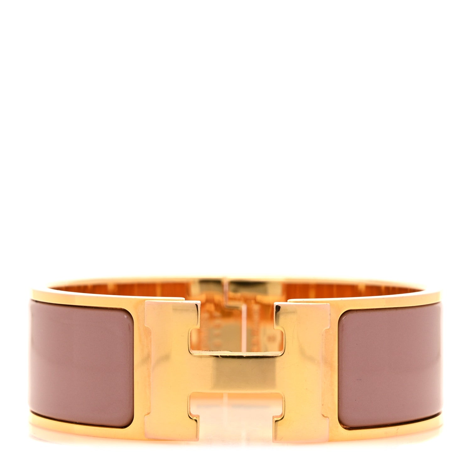Hermes Enamel Wide Clic Clac H Bracelet Rose Velours 1 of 4