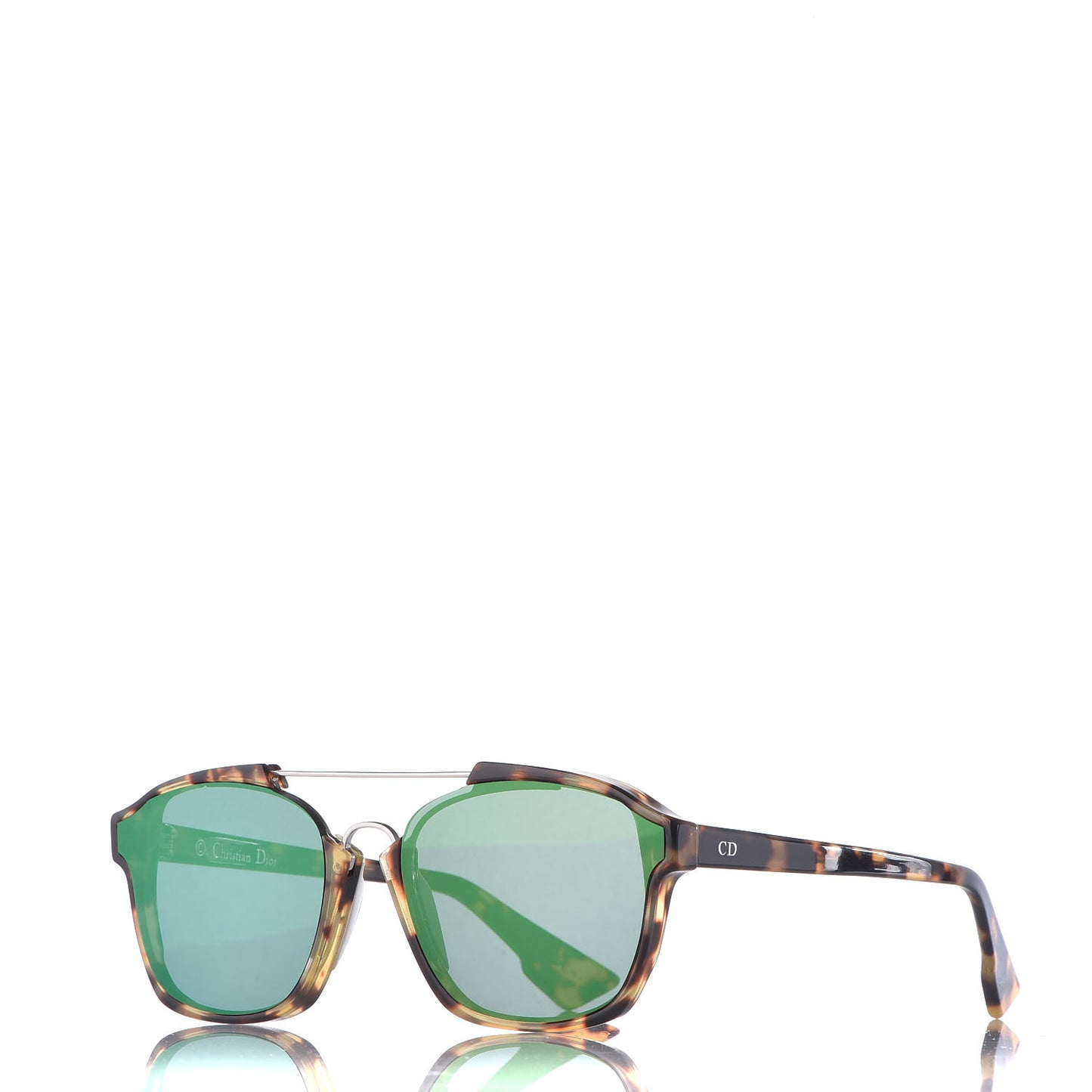 Abstract Square Mirrored Sunglasses Spotted Havana Green