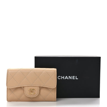 Chanel Caviar Quilted Flap Card Holder Wallet Beige 8 of 8