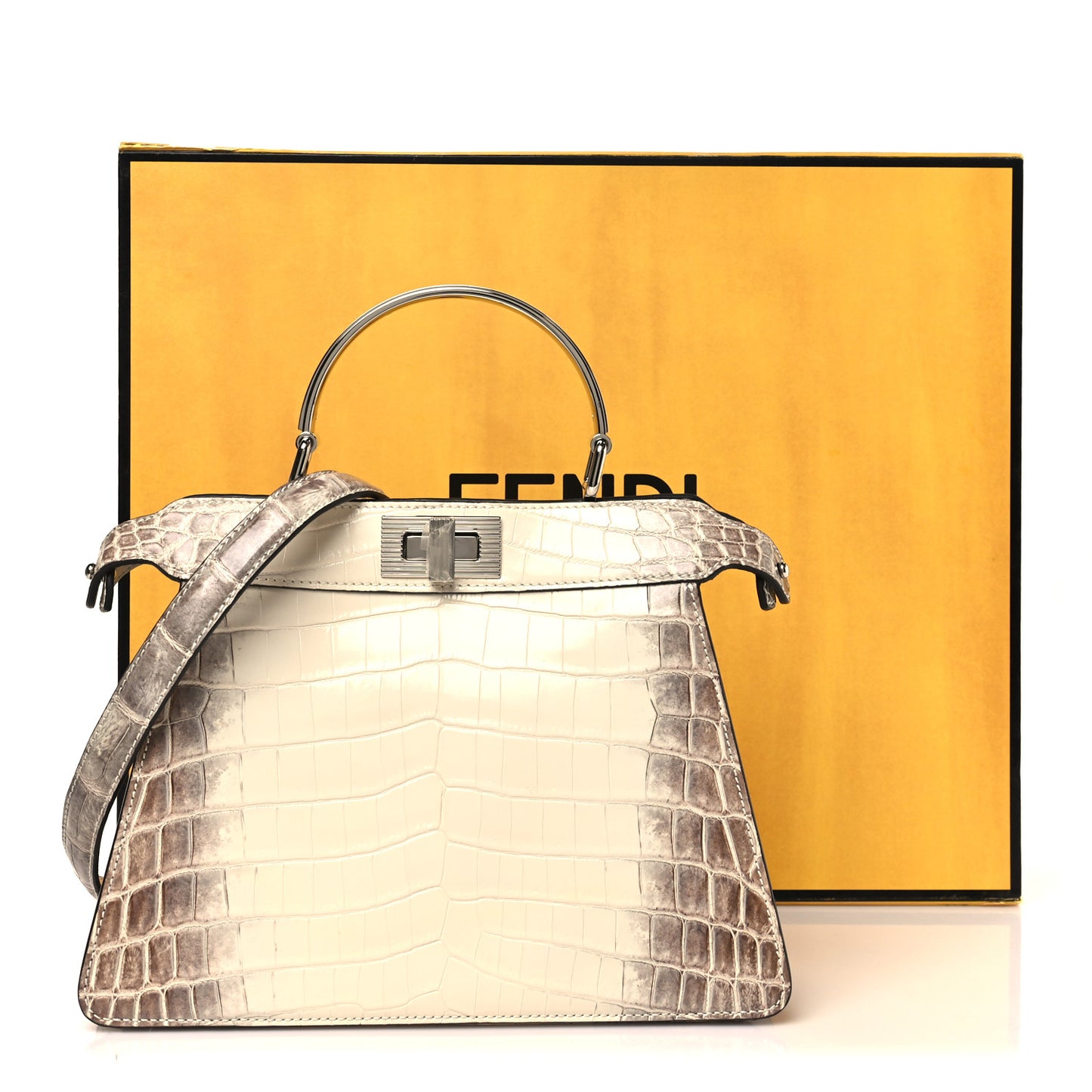Shiny Crocodile Small Peekaboo I SEE U Satchel White