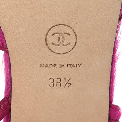 Chanel Pony Hair CC Slingback Sandals 38.5 Fuchsia Black 8 of 8
