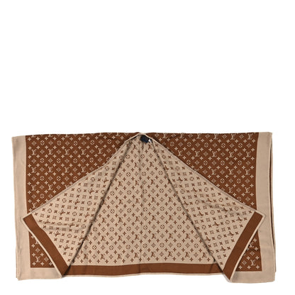 Louis Vuitton Wool Silk Cashmere Monogram Embrace Poncho Brown 2 of 4