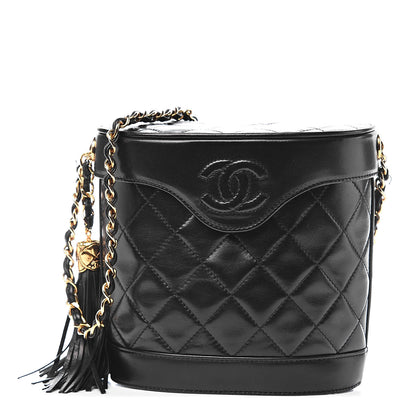 Chanel Lambskin Quilted Tassel Shoulder Bag Black 1 of 14