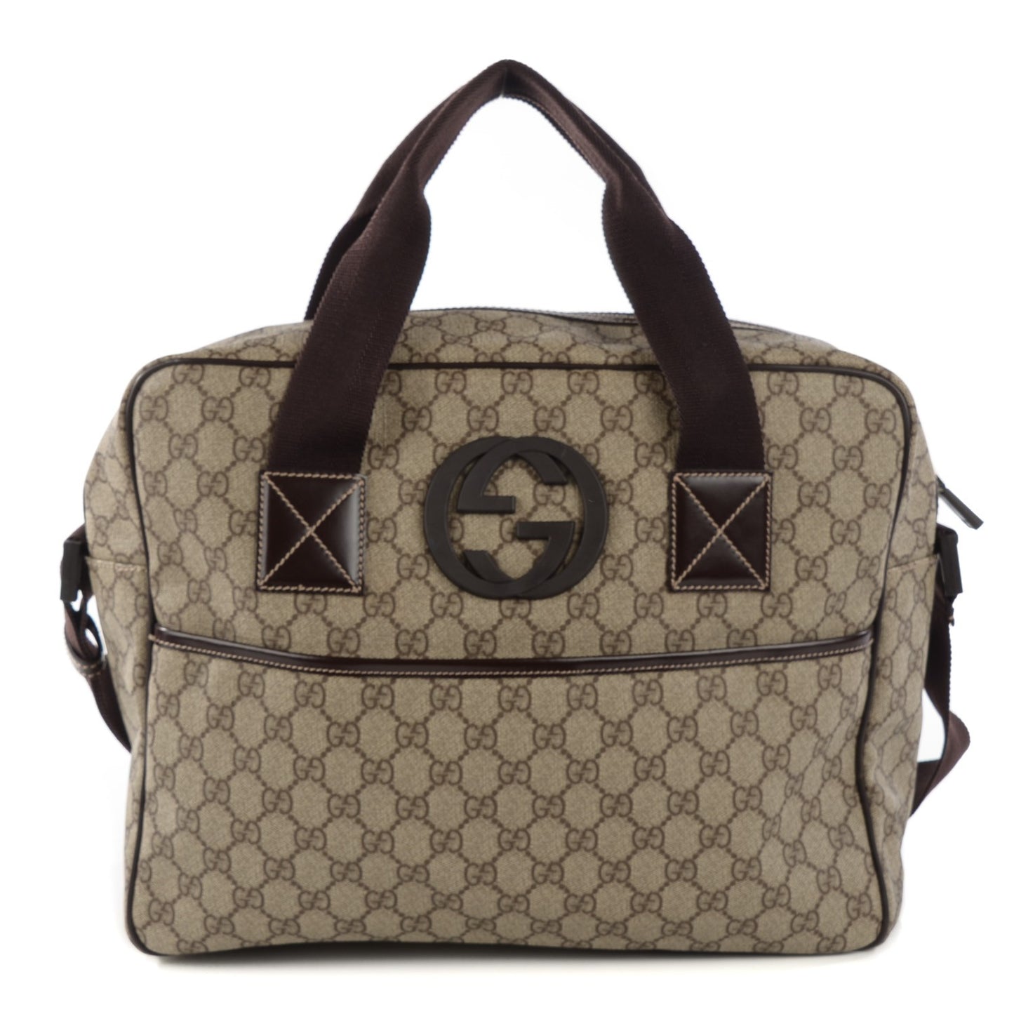GG Plus Monogram Interlocking G Briefcase Brown