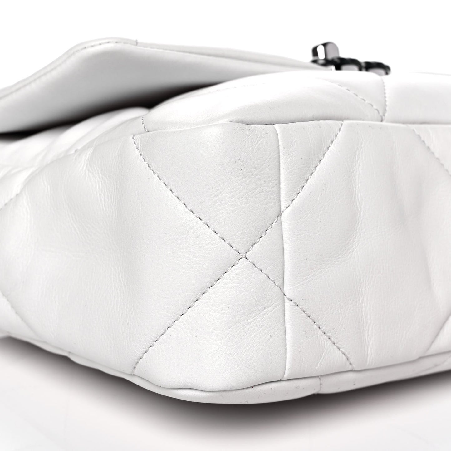 Glossy Calfskin Quilted Medium Chanel 19 Flap White Black