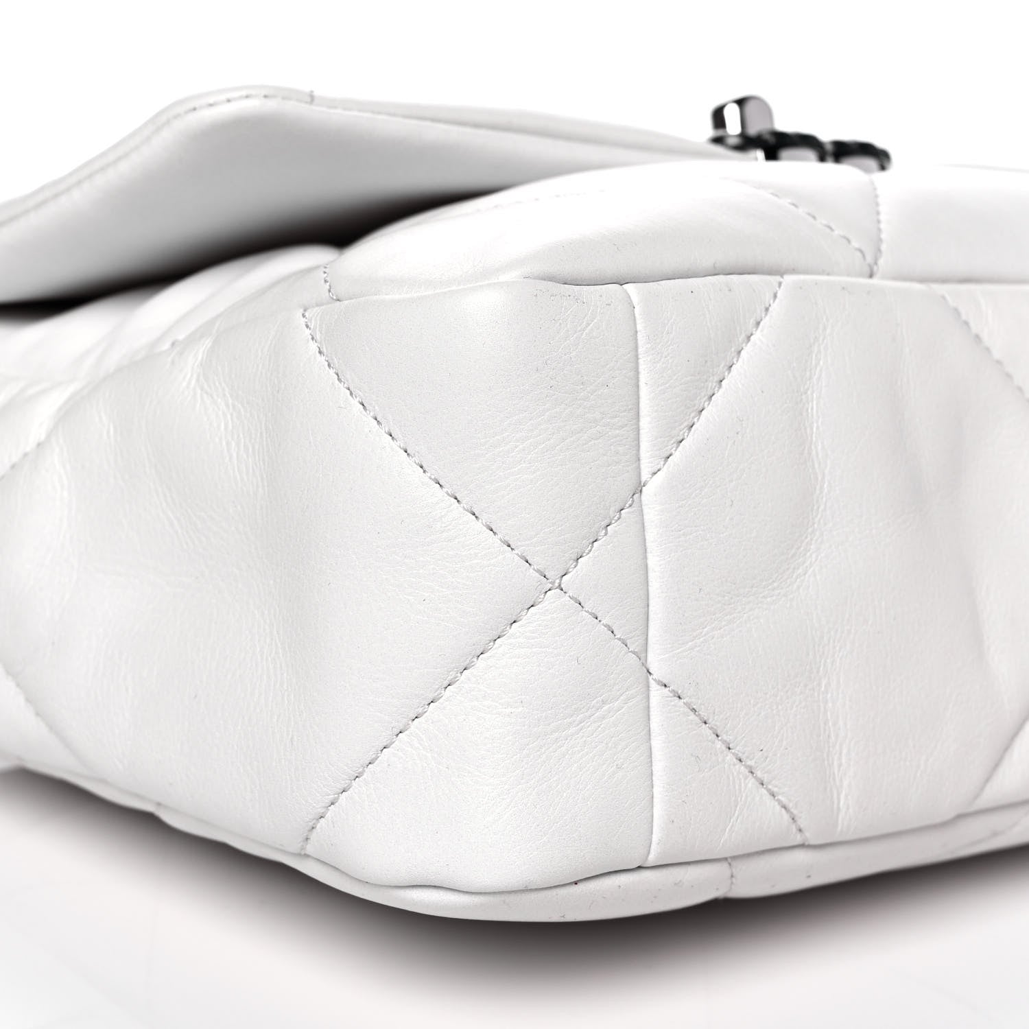 Chanel Glossy Calfskin Quilted Medium Chanel 19 Flap White Black 7 of 9