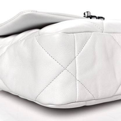 Chanel Glossy Calfskin Quilted Medium Chanel 19 Flap White Black 7 of 9