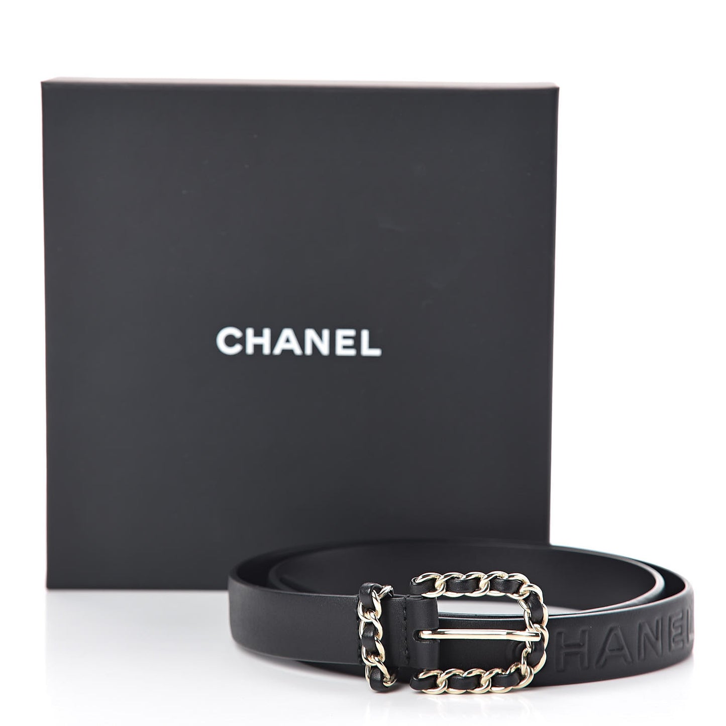 Calfskin Chain Belt 80 32 Black