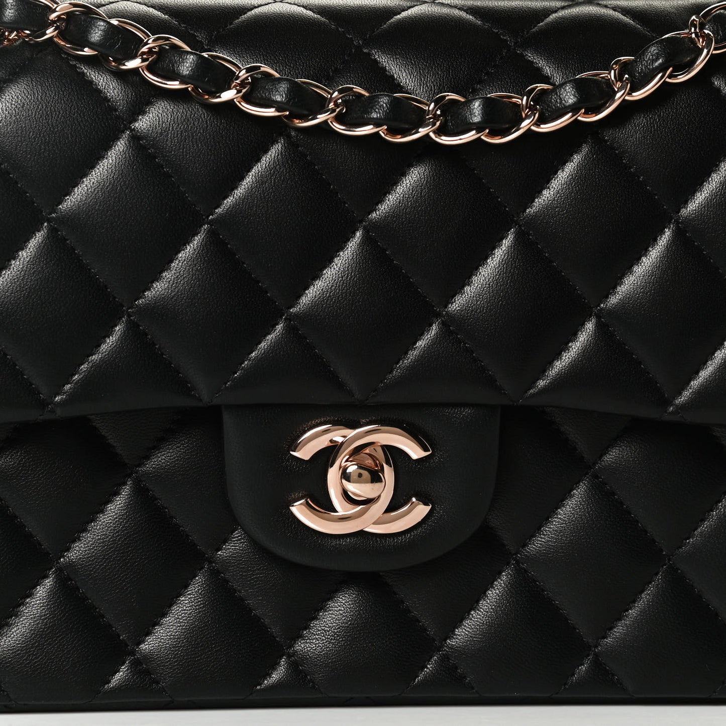 Lambskin Quilted Small Double Flap Black