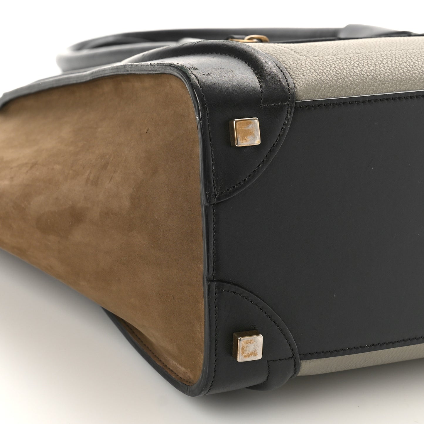 Drummed Calfskin Nubuck Micro Tri-Color Luggage Stone