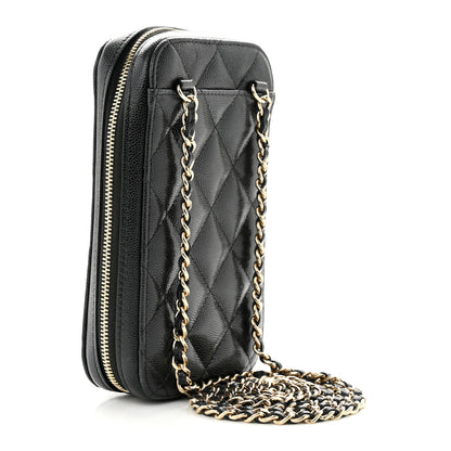 Chanel Caviar Quilted Phone Holder Wallet On Chain WOC Black 3 of 11