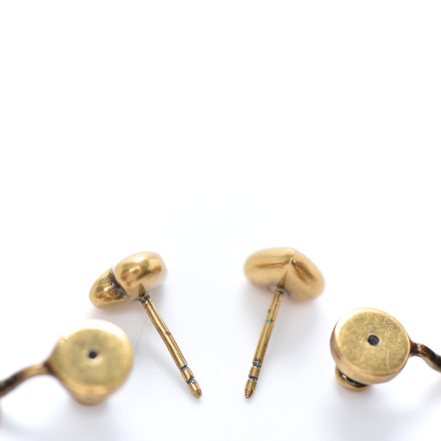 Heart Dioramour Earrings Gold Red