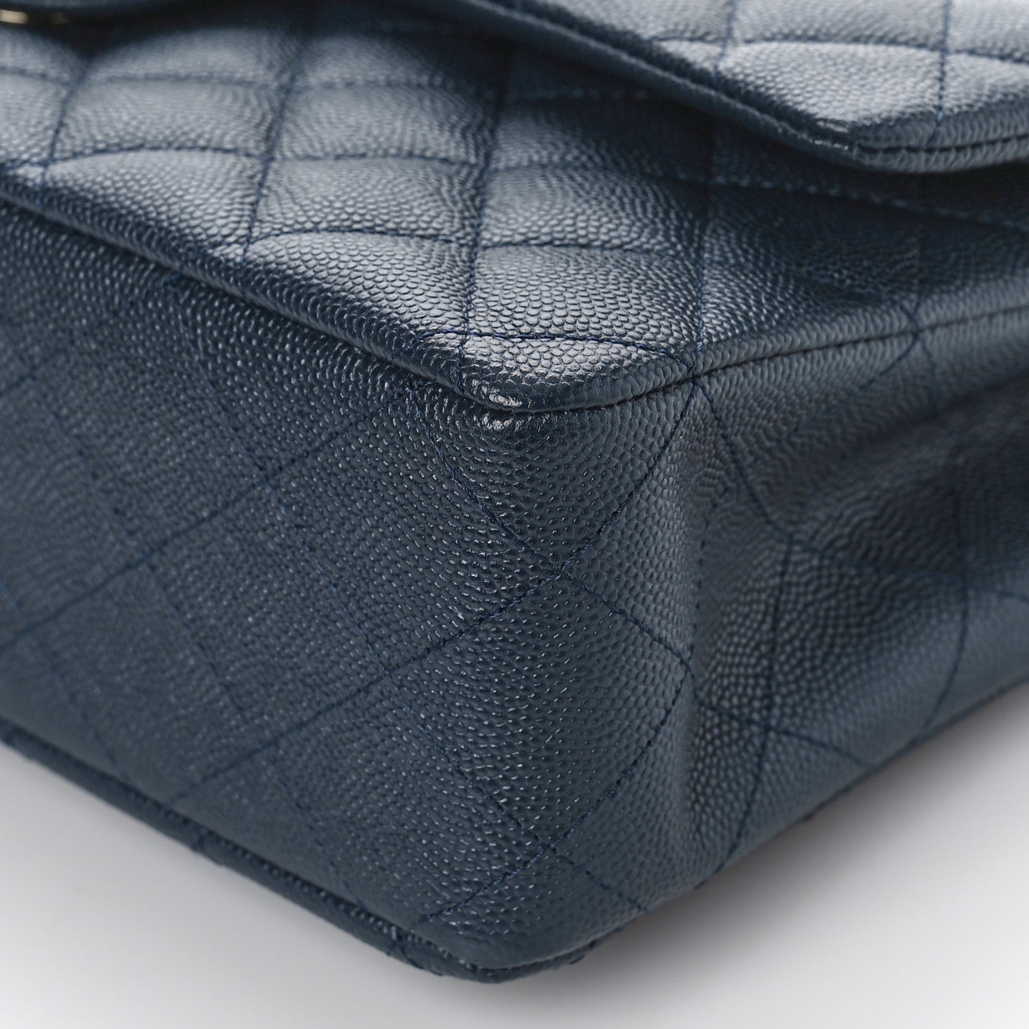 Chanel Caviar Quilted Medium Double Flap Dark Blue 8 of 8