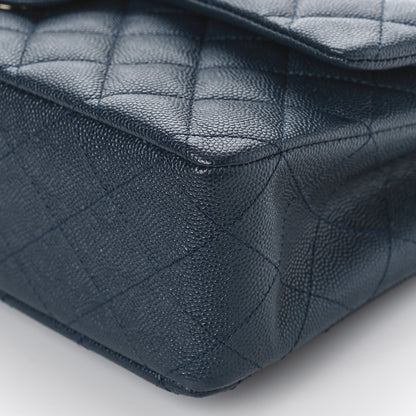 Chanel Caviar Quilted Medium Double Flap Dark Blue 8 of 8