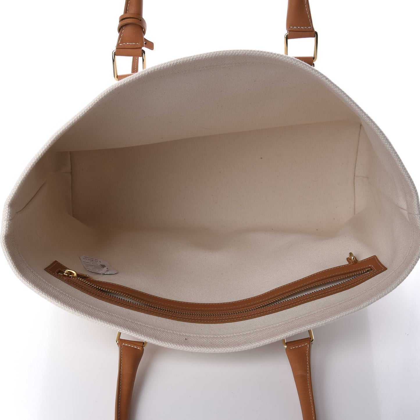 Canvas Calfskin Horizontal Cabas Natural Tan