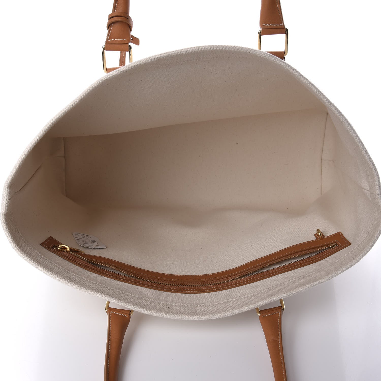 Celine Canvas Calfskin Horizontal Cabas Natural Tan 5 of 9