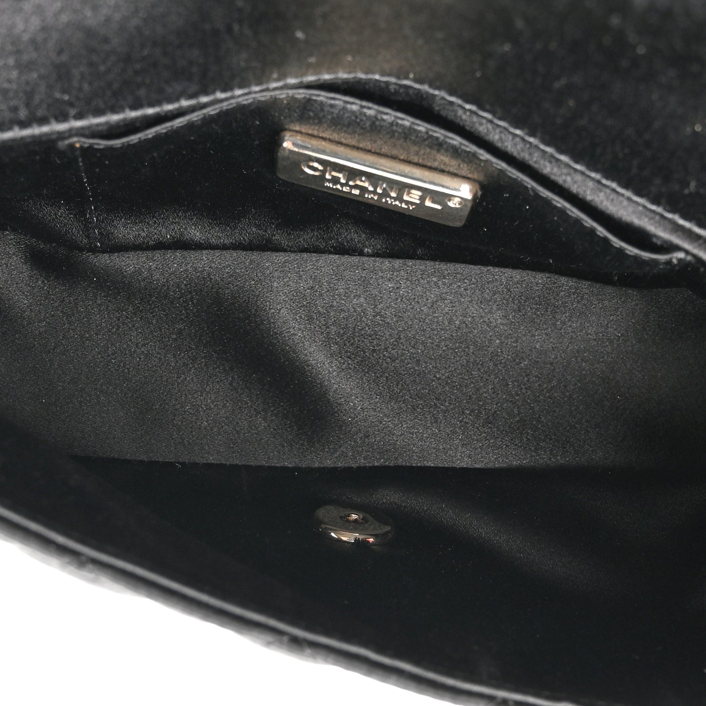 Satin Quilted Mini Rectangular Flap Black