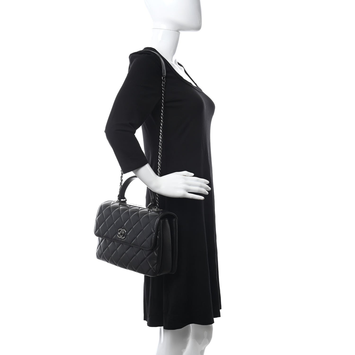 Chanel Lambskin Quilted Medium Trendy CC Flap Dual Handle Bag Black 2 of 10