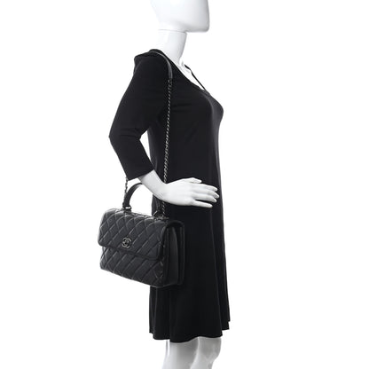 Chanel Lambskin Quilted Medium Trendy CC Flap Dual Handle Bag Black 2 of 10