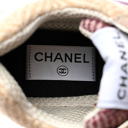 Chanel Fabric Suede Calfskin CC Sneakers 37 Pink Beige Multicolor 6 of 8