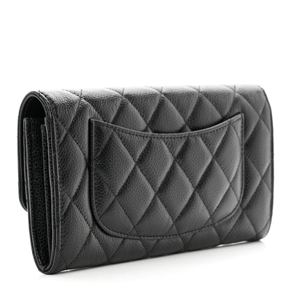 Chanel Caviar Quilted Long Flap Wallet Black 3 of 9