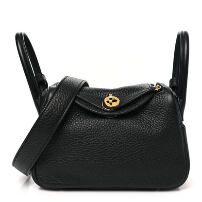 Hermes Taurillon Clemence Mini Lindy 20 Black 1 of 11