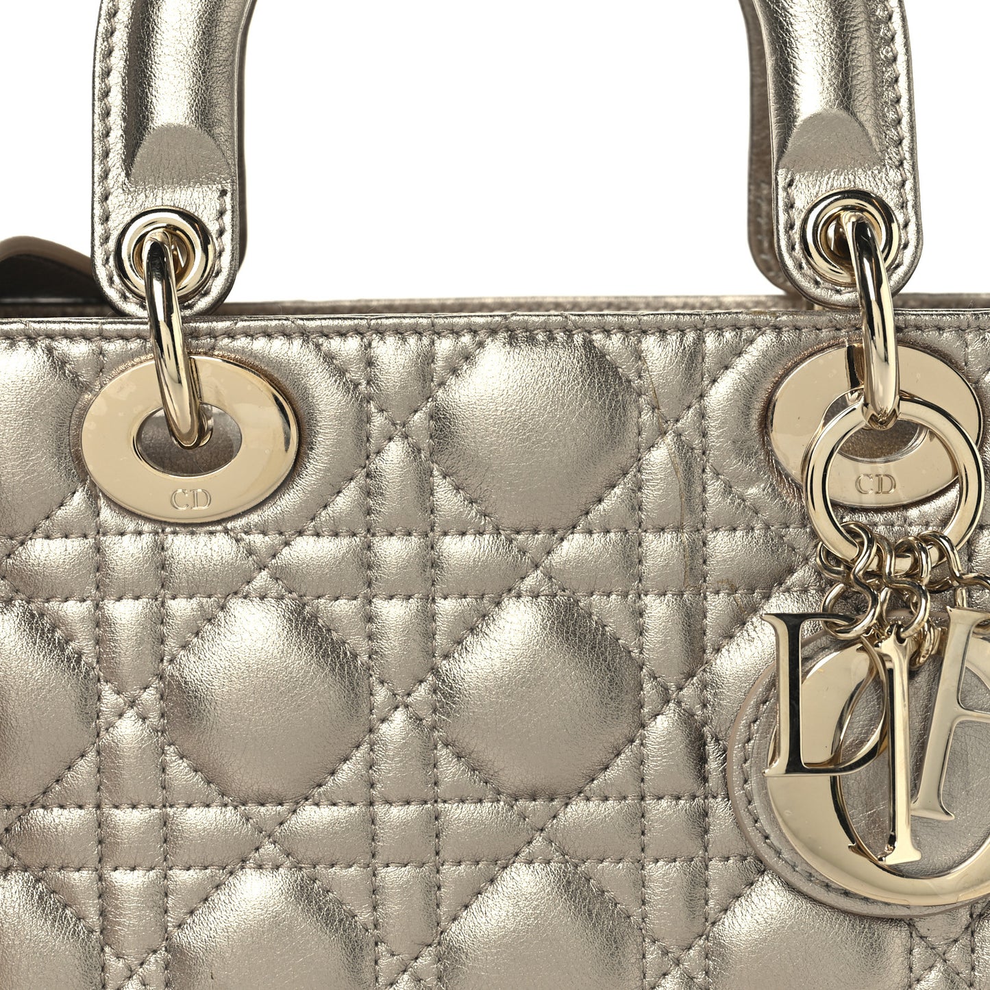 Metallic Lambskin Cannage Small My ABCDior Lady Dior Gold