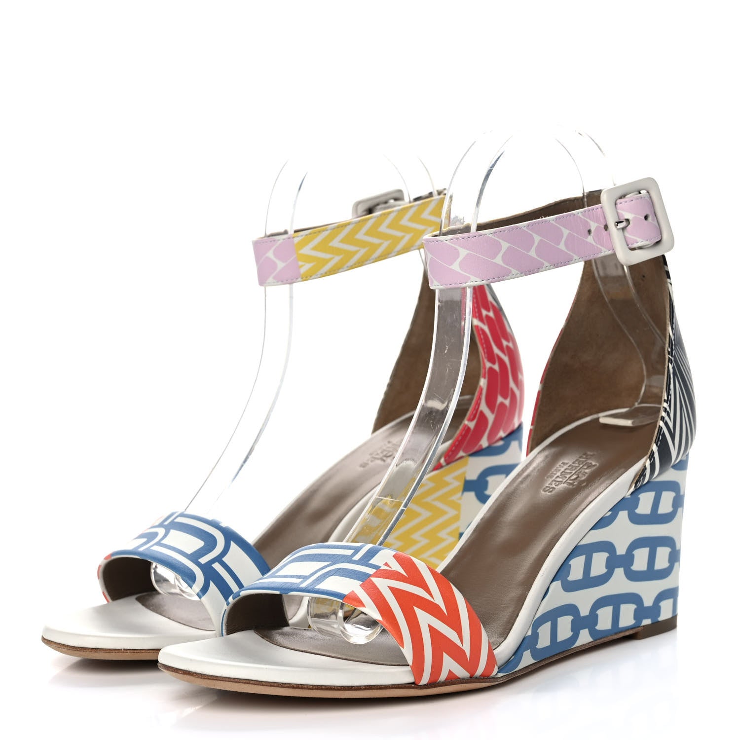 Hermes Calfskin Printed Acapulco Wedge Sandals 38.5 Multicolor 3 of 8
